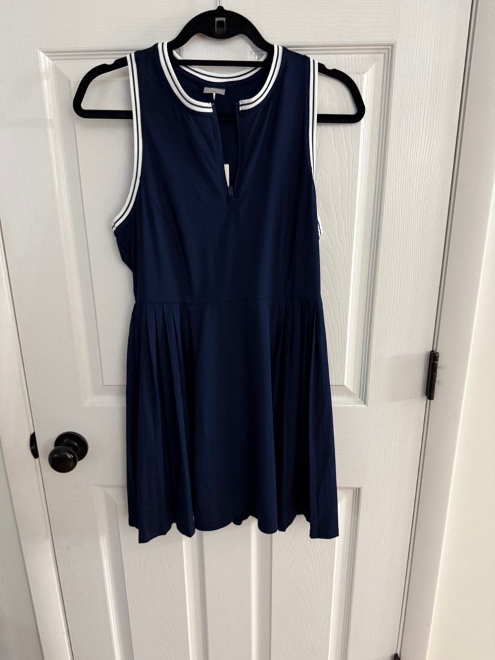 CALIA by Carrie Underwood Navy Dress with White Trim
